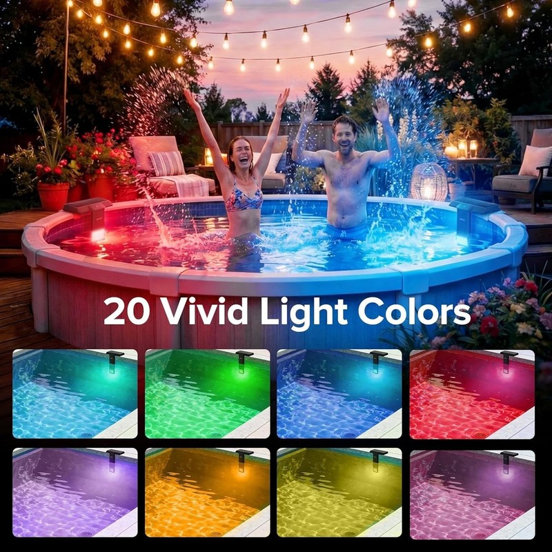 Solar Pool Side Light Color Changing Deck Lights LED Waterproof Pool Pond Lamp gallery