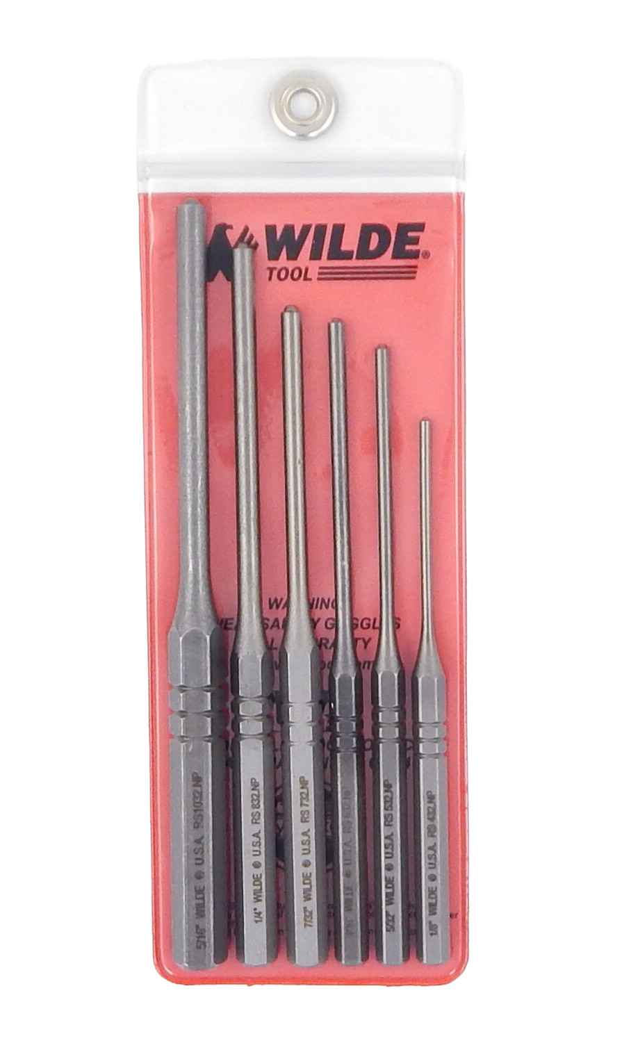 Wilde 6pc Roll Pin Punch Set Spring Punch 1/8" to 5/16 Inch MADE IN USA w Case gallery