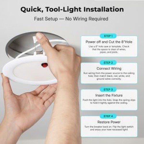 LED 8" Emergency Downlight Can w/ 90 Min Battery Backup, 18w, 5 CCT Selectable gallery