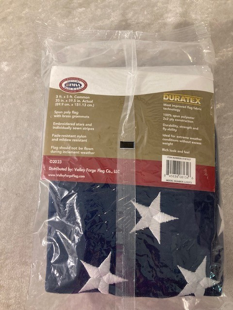 Valley Forge USA Flag Embroidered Stars 3 Foot x 5 Foot Made in USA NEW SEALED gallery