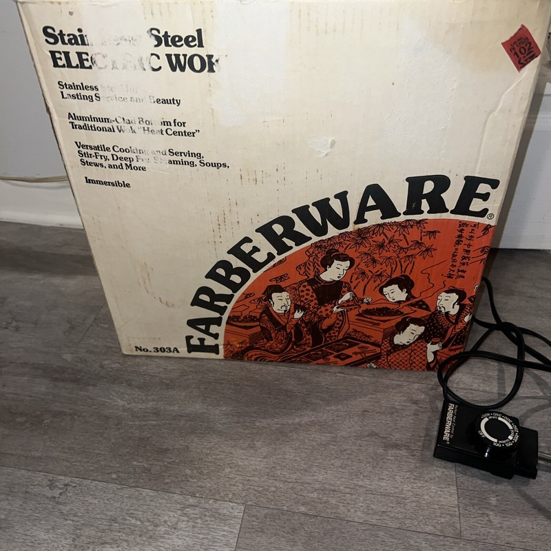 Electric Wok Farberware Model #303 Vintage Stainless Steel Works W/Cord. gallery