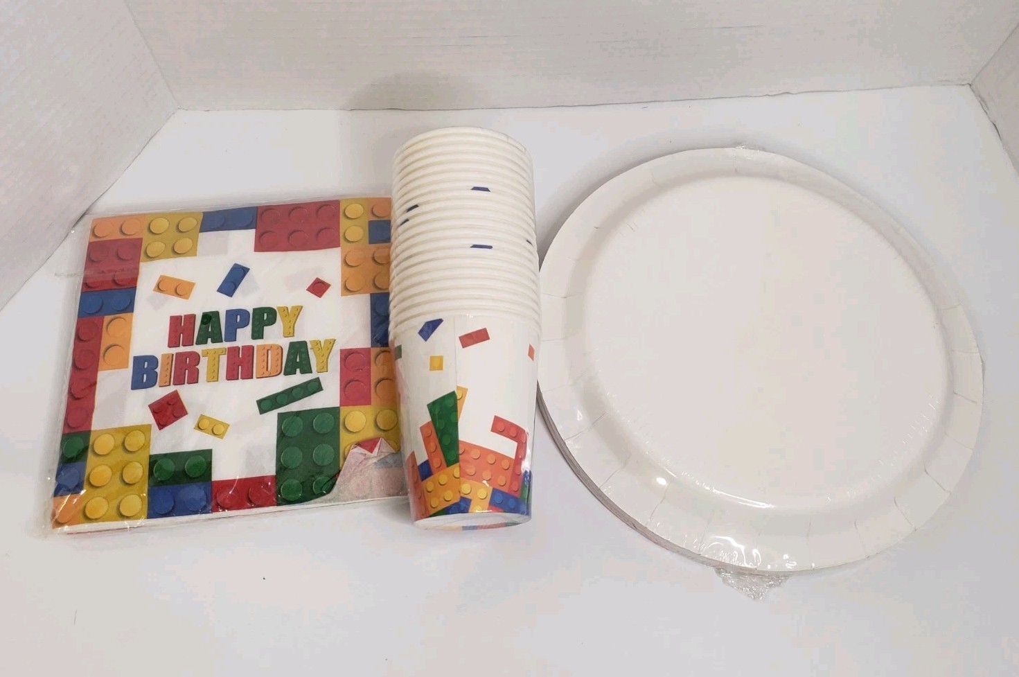 Building Blocks Birthday Party Supplies 65pc ~20 Plates, 20 Cups, 25 Napkins NEW gallery