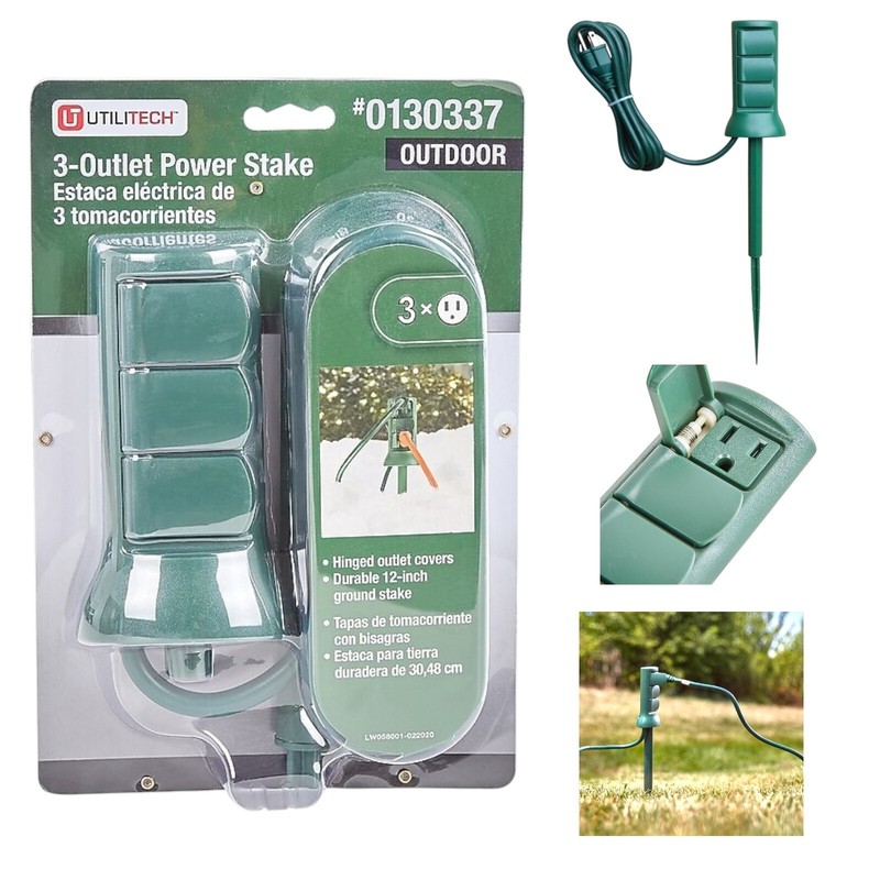Outdoor Electrical 3 Outlet Yard Stake Power Strip | Utilitech gallery