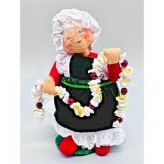 Annalee Mrs Claus Stringing Popcorn Cranberry Garland Christmas 6 inch 2006