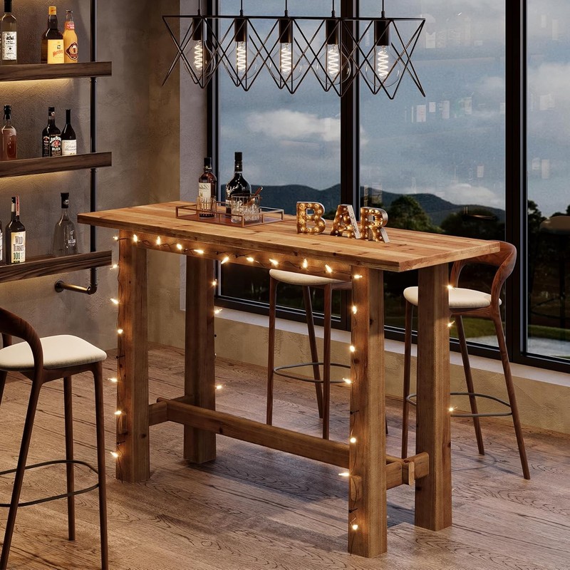 Solid Wood Bar Table, 63-Inch Counter Height Pub Table for Kitchen & Home Bar gallery