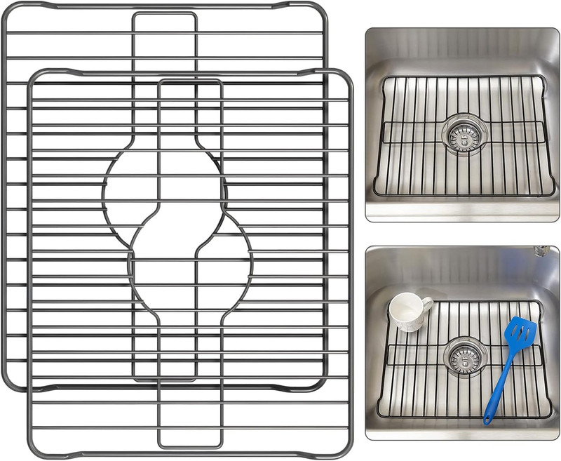 Sink Protectors for Kitchen Sink, Protective Metal Grid, 12X10.25X1 Inches, Blac gallery
