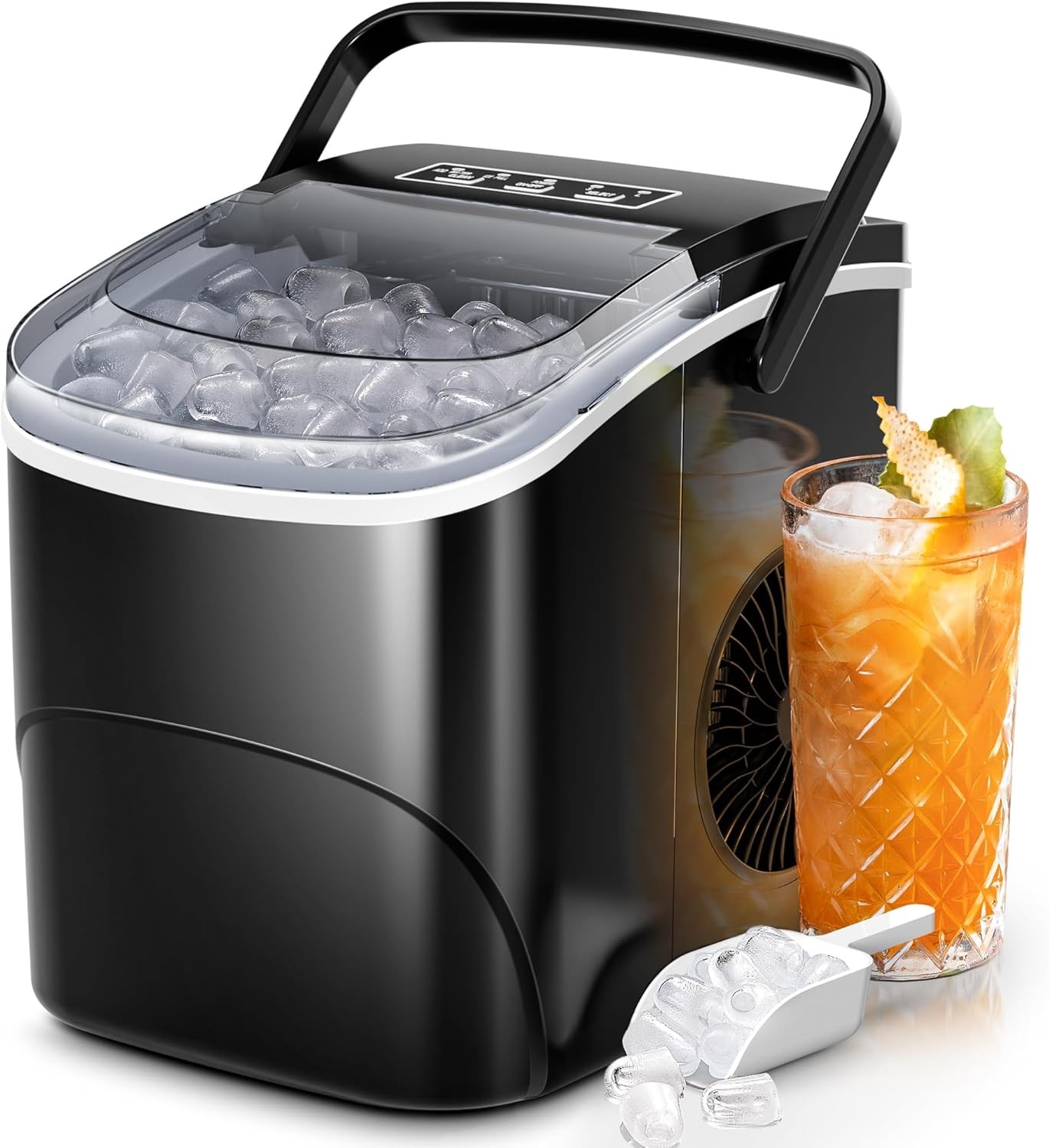 Countertop Ice Maker 26Lbs/24H Self-Cleaning Black gallery