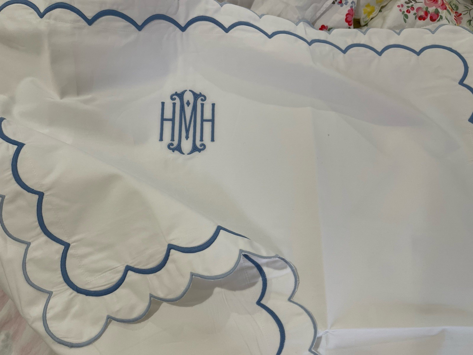 $178 Matouk India New 1pc Standard Sham 350TC Cotton Percale Azure MONO gallery