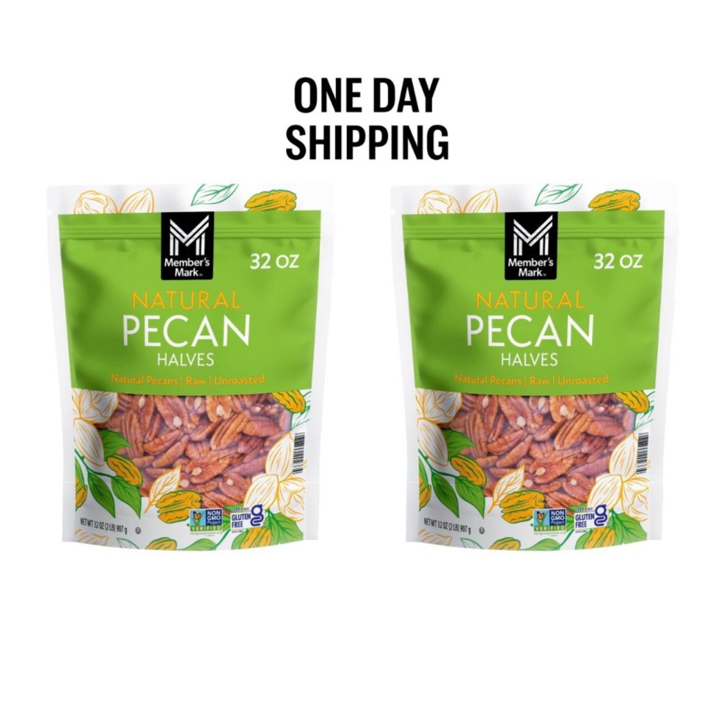 2 Pack Member's Mark Natural Pecan Halves 2 lb Each Bulk Nuts gallery