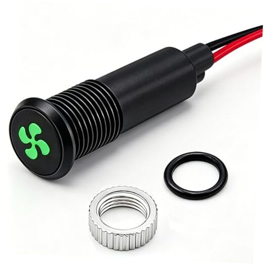 8mm (5/16") 12V LED Metal Indicator Light, Green Symbol Dash Pilot Light, Fan gallery