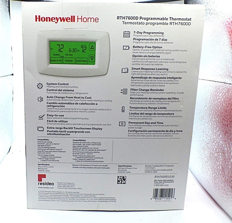 HONEYWELL RTH7600D HOME 7-DAY PROGRAMMABLE THERMOSTAT WITH TOUCHSCREEN DISPLAY gallery