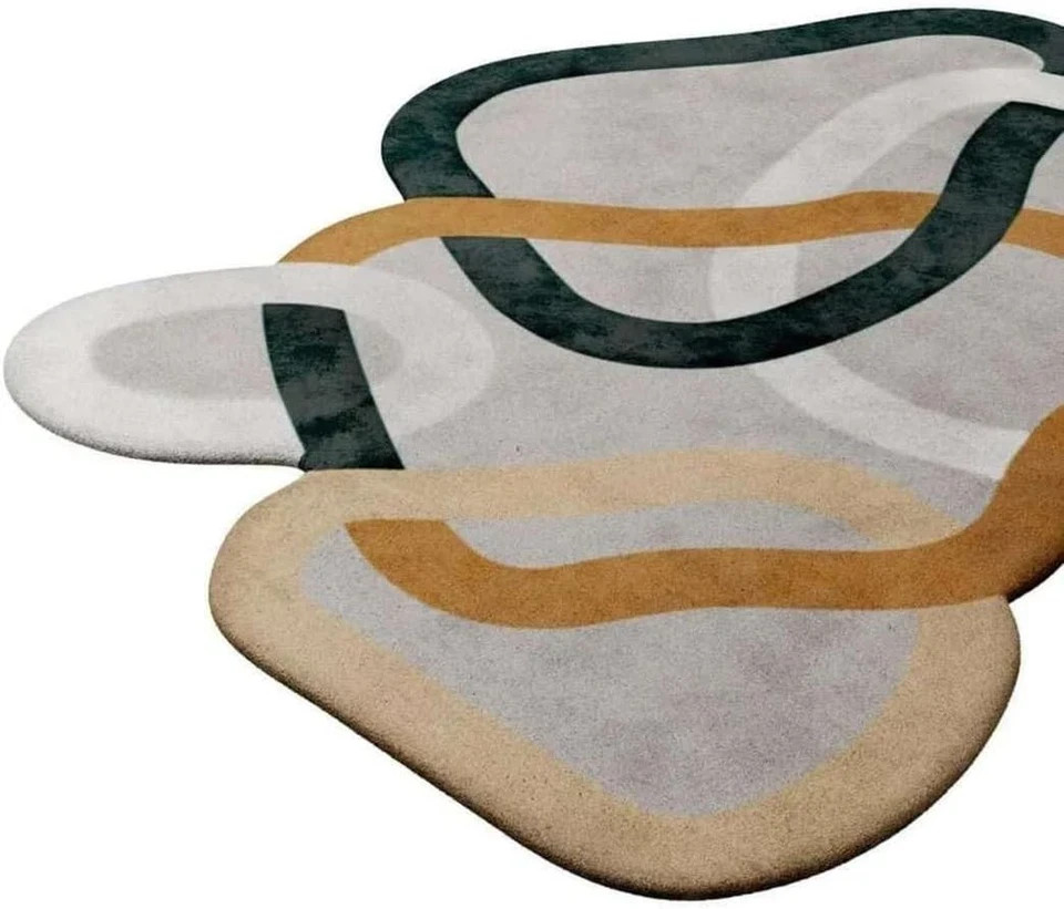 Hand-Tufted Wool Rug 5×8 ft – Irregular Abstract Multi-Color Design Carpet gallery
