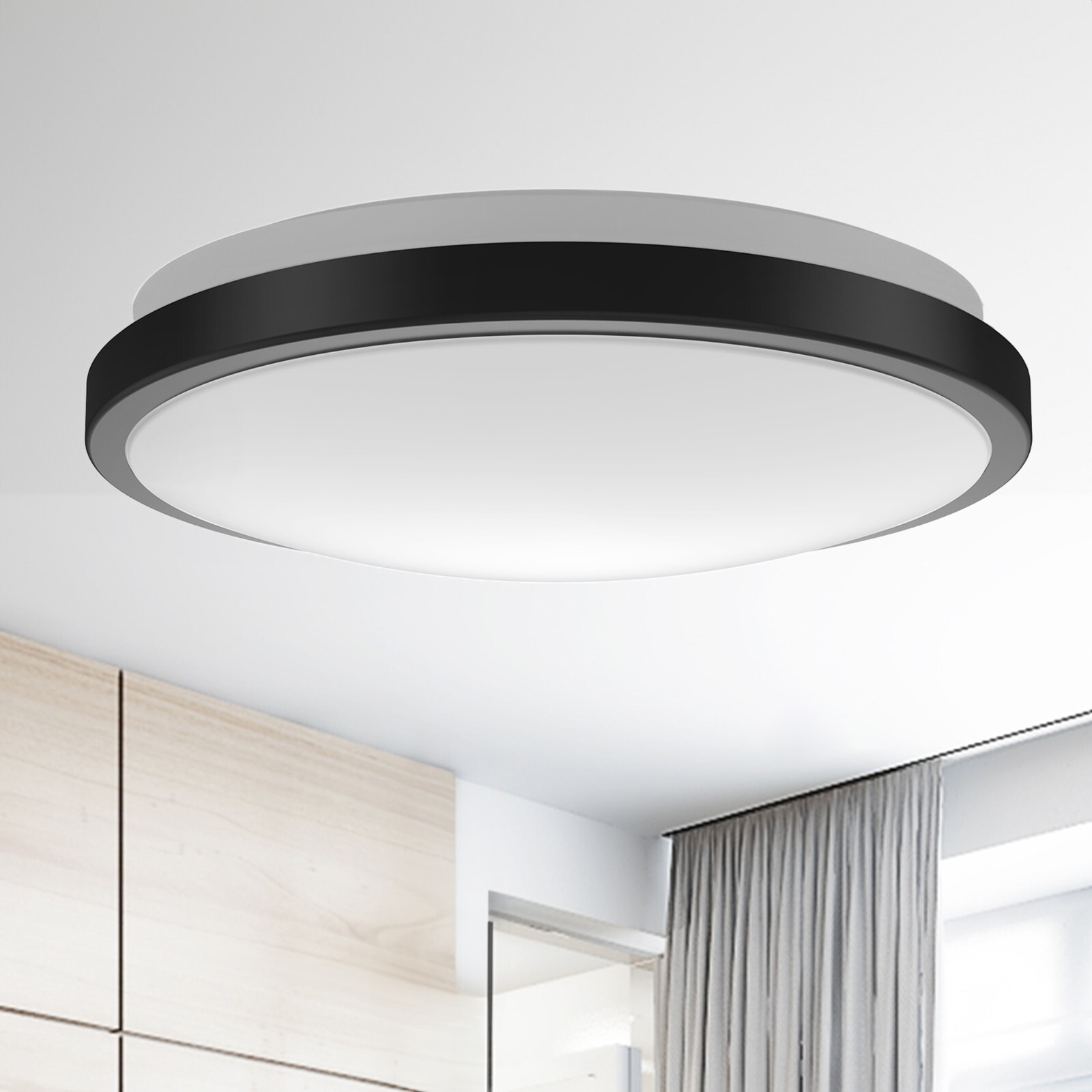 LED Flush Mount Ceiling Light 10 in. Matte Black Round Dimmable 4000K Daylight gallery