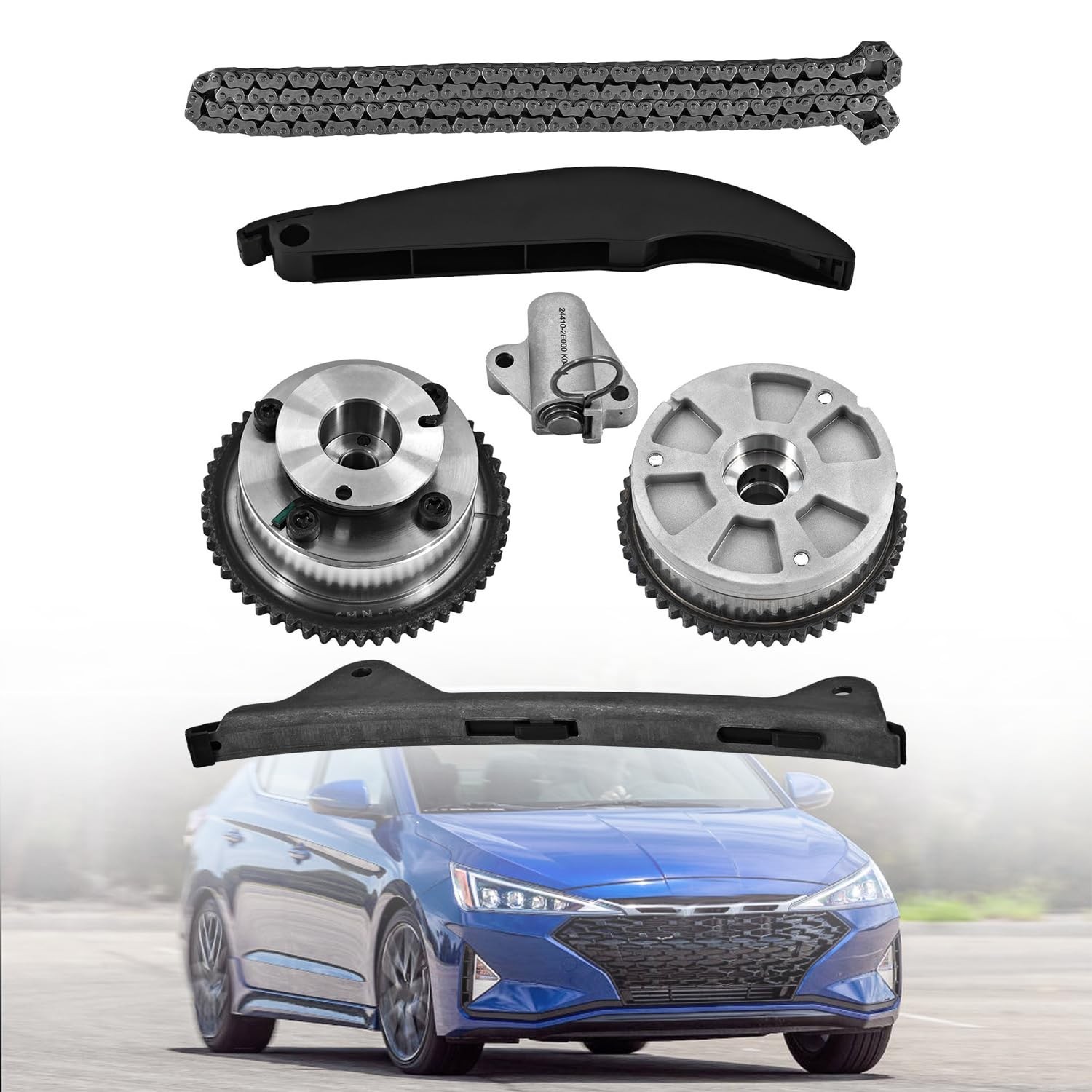 24350-2E700 24321-2E010 Timing Chain Kit w/VVT Sprockets Fits for Hyundai Ela... gallery