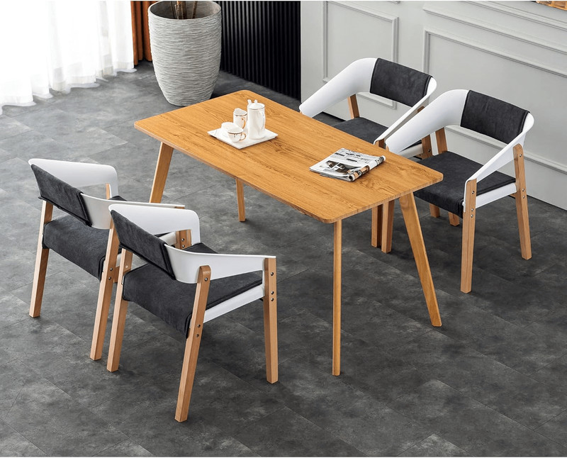 Ivinta Dining Chair with Solid Wood Legs, Plastic Accent Armchair for Dinner gallery