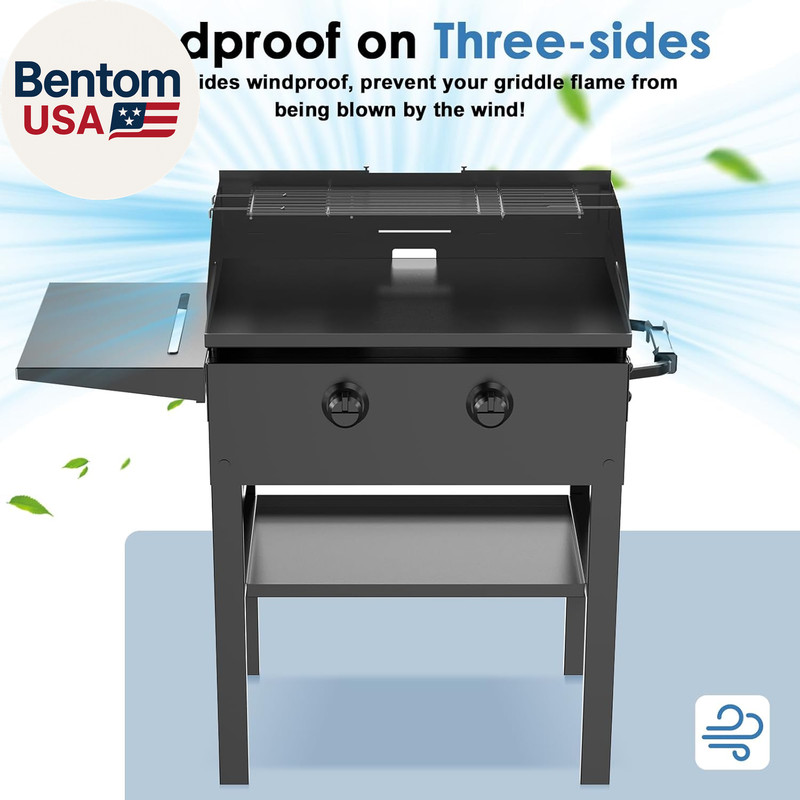 Universal Wind Guard and Warming Rack Set for Griddle from 28" to 36" without a gallery