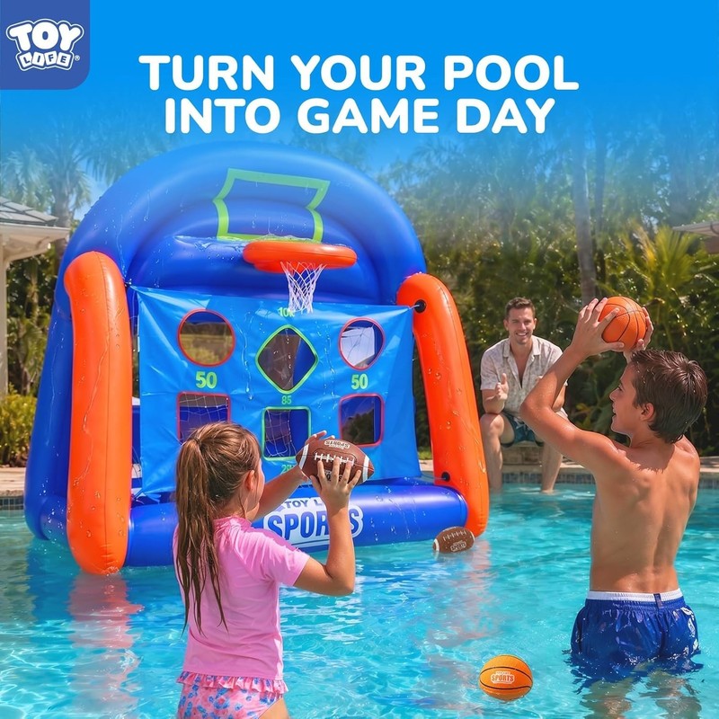 Inflatable Family Pool Games - Interactive Basketball & Target Toss for All Ages gallery