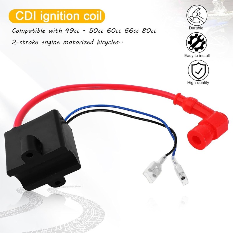 High Performance CDI Ignition Coil for 49cc 50cc 60cc 66cc 80cc 2-Stroke Engines gallery