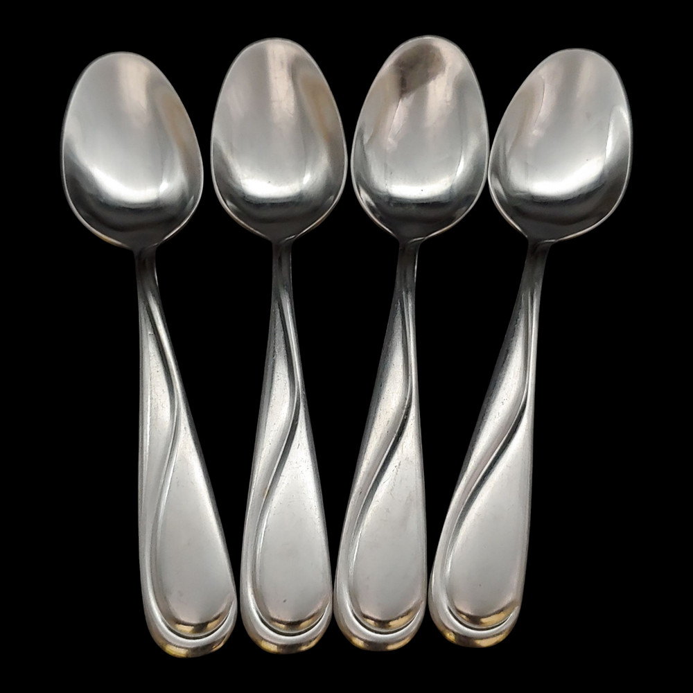 4 Hampton Silversmiths Swirl Teaspoons - 6 1/4" Stainless Steel China