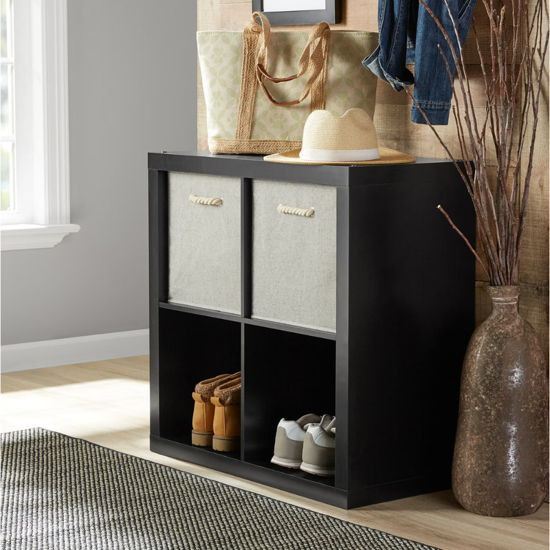 Better Homes & Gardens 4-Cube Storage Organizer, Solid Black Shelf Display Unit gallery