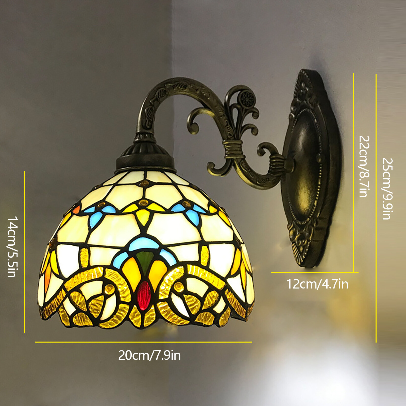 Tiffany Style Wall Sconce Stained Glass Light Art Deco Fixture Wall Mount Lamp gallery
