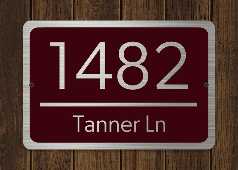 Customized Home Address Plaque Silver Text Metal 12" x 8" House Number Sign gallery