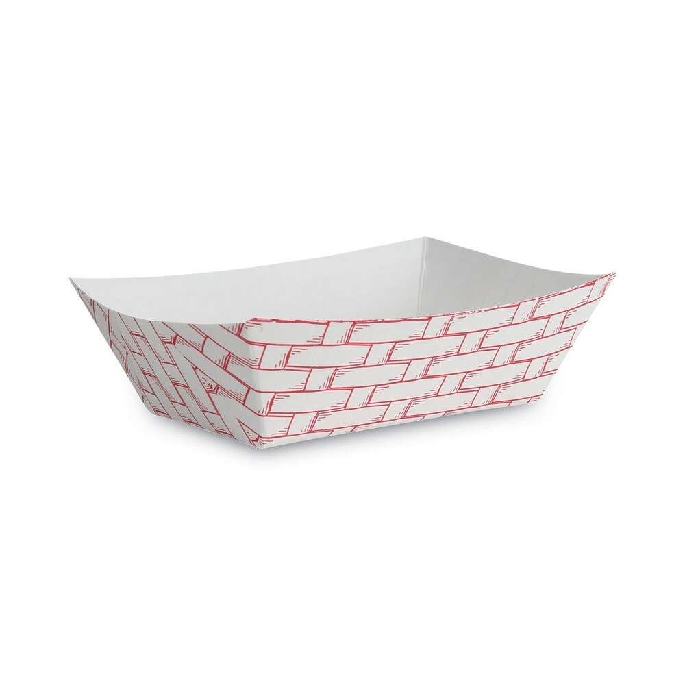 Boardwalk 30LAG100 1 lbs. Capacity Paper Food Baskets - Red/White (1000/CT) New gallery