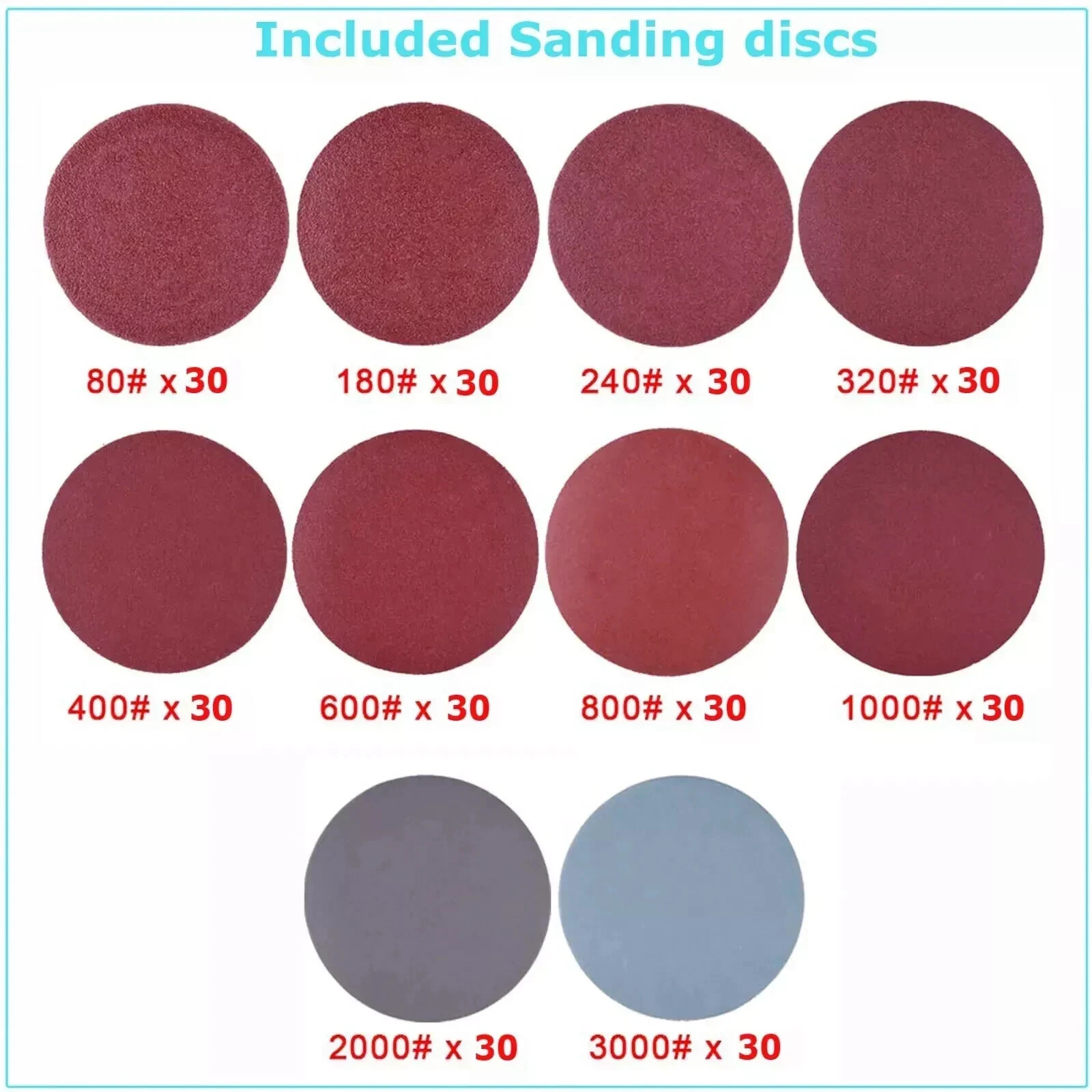 306PC 2 inch Sanding Discs Dry Hook Loop 80-3000 Grit for Drill Die Grinder US gallery