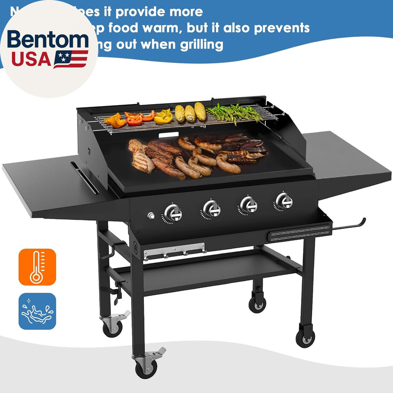 Universal Wind Guard and Warming Rack Set for Griddle from 28" to 36" without a gallery