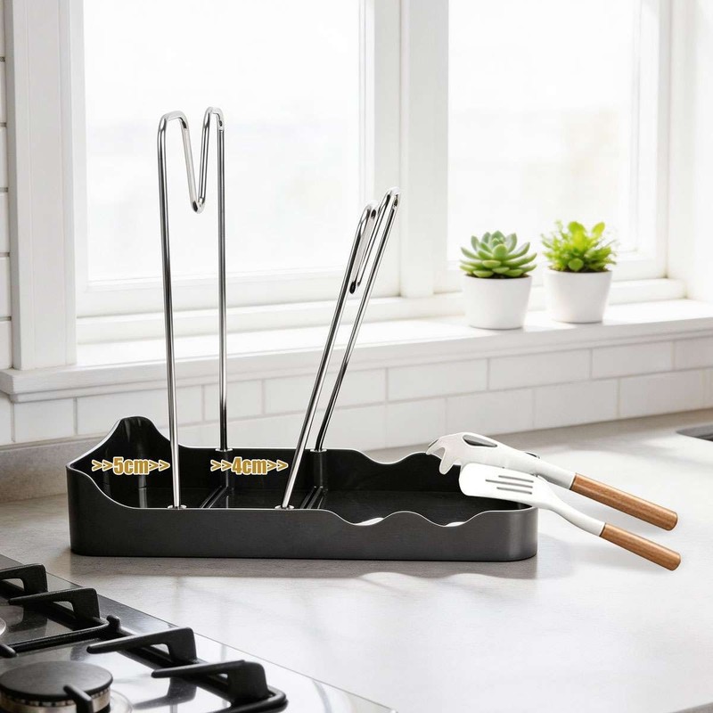 Kitchen Pot Lid Storage Rack Stainless Steel Pot Lid Holder Spoon Rest Organizer gallery