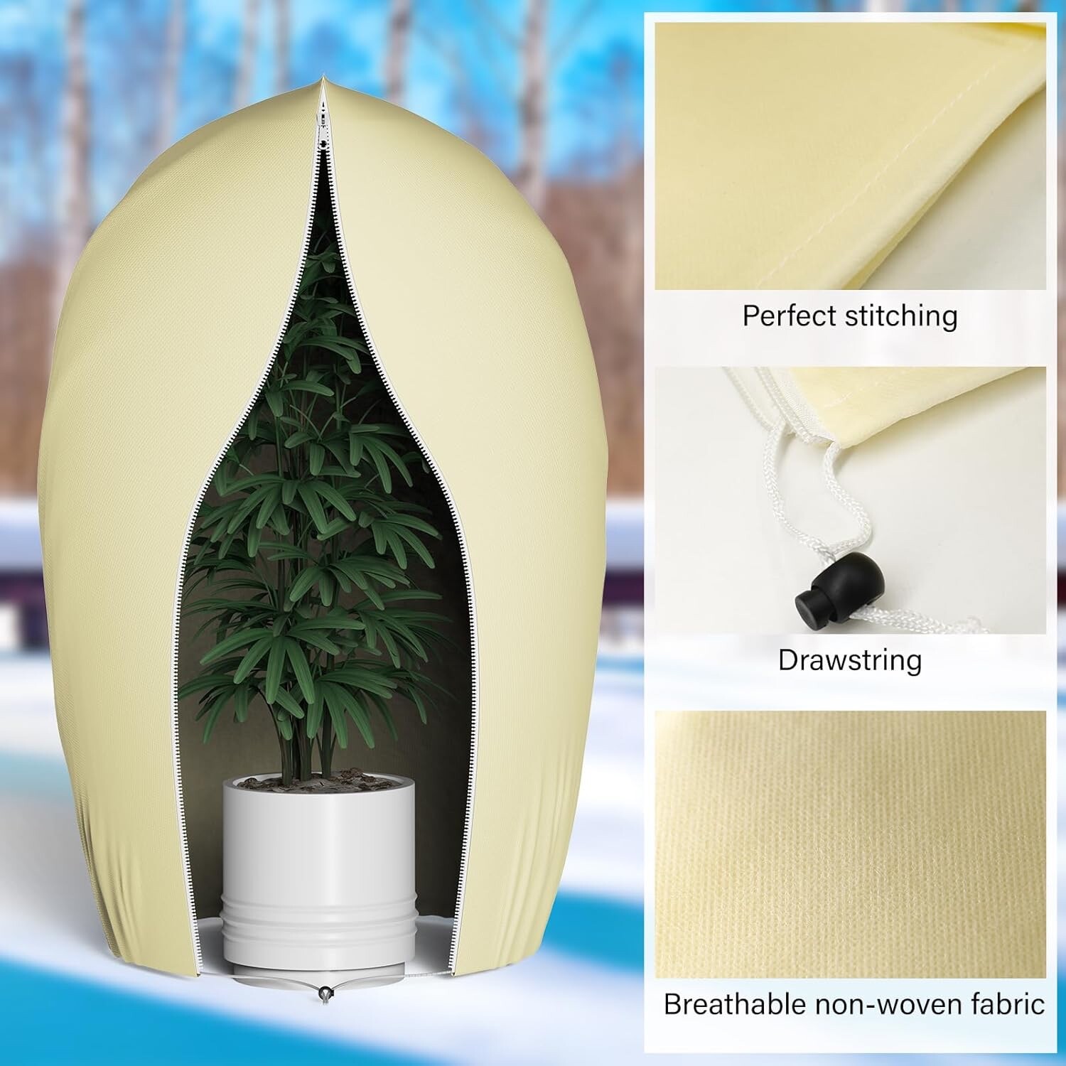 47X71 in Plant Covers with zipFreeze with Drawstring for Winter Frost Protection gallery