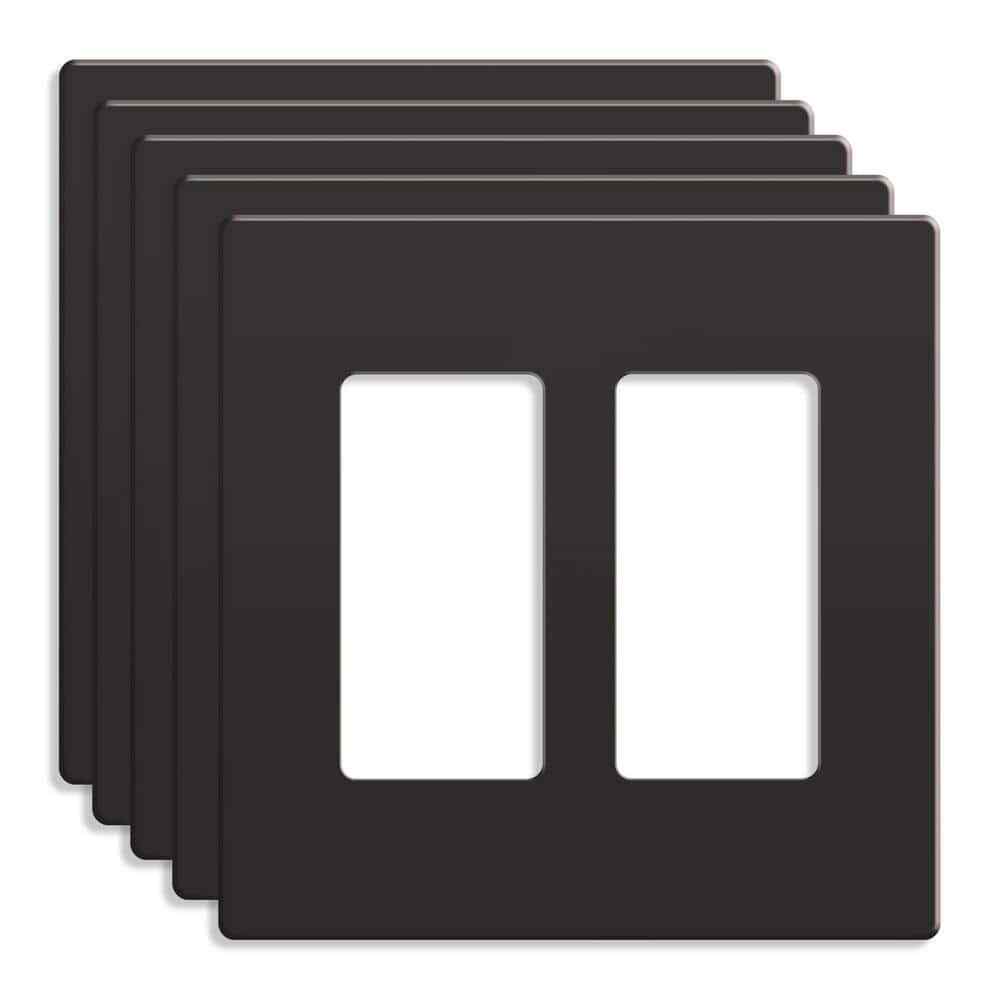 ENERLITES Dark Bronze 2-Gang, Decorator/Rocker, Plastic Polycarbonate (5-Pack) gallery