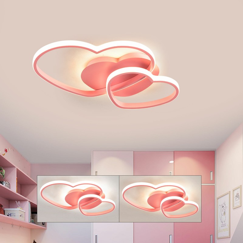 Modern LED Heart-Shaped Ceiling Light Acrylic & Metal Chandelier Lamp w/ Remote gallery