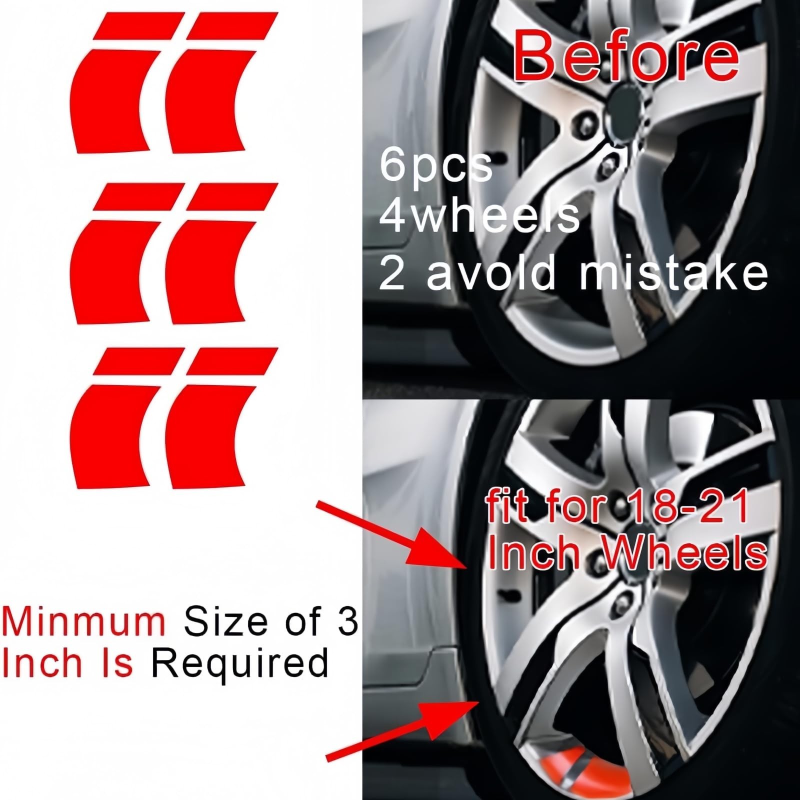 6/8pcs Rim Decal Stripes Car Decals for 1821 Inch Wheels 8 gallery