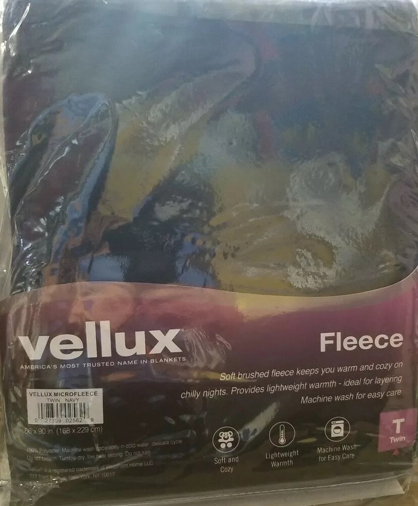 🦥 Vellux Microfleece Blanket, TWIN NAVY 66” X 90” Soft 100% Polyester 🆕 gallery