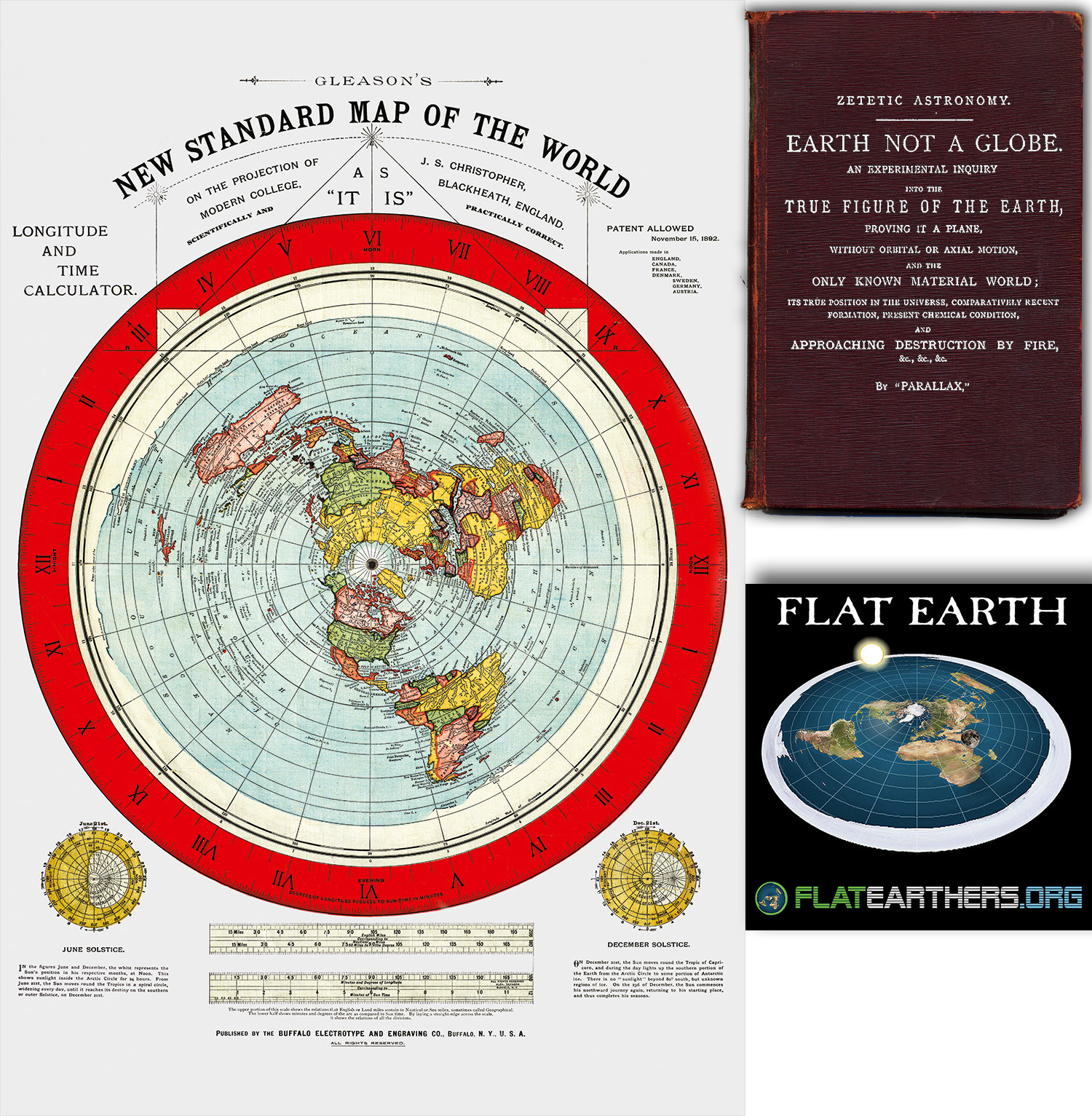 Flat Earth Map - Gleason's New Standard Map Of The World - Large 24" x 36" 1892 gallery