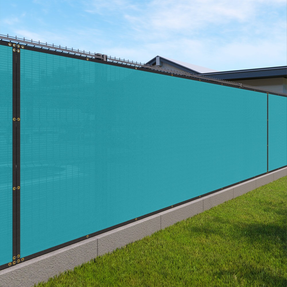 2ft Turquoise Fence Privacy Screen Commercial 95% Blockage Mesh Fabric Gromment