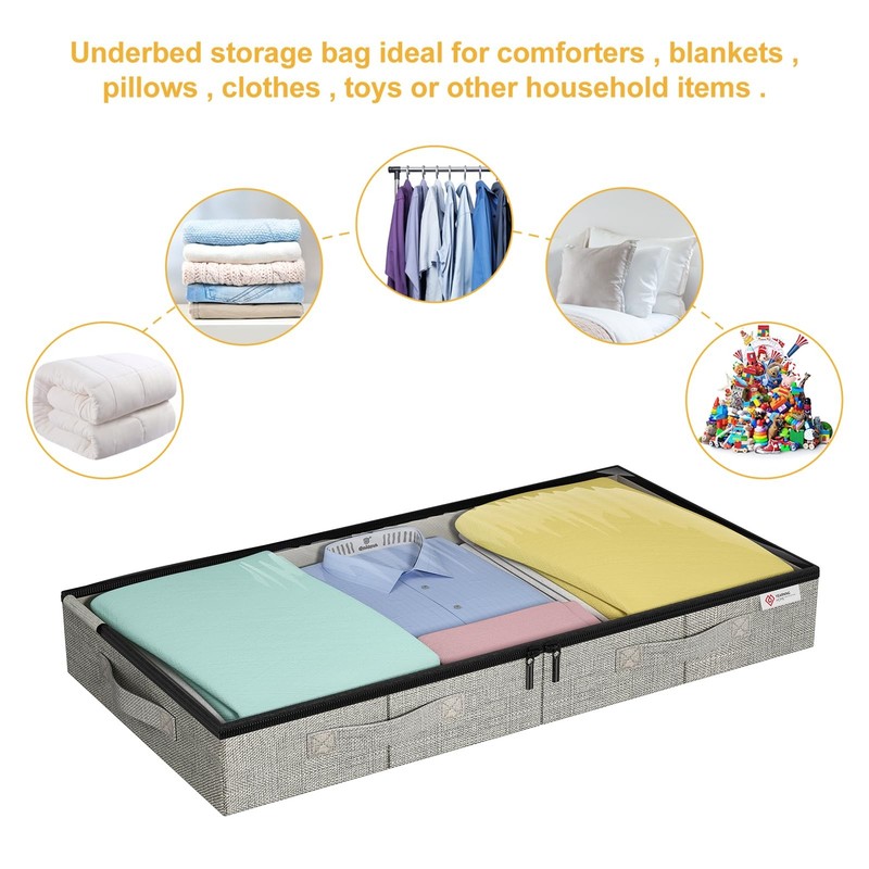 4.5 Inches Under Bed Storage Containers with Sturdy Sidewalls/Bottom and Rein... gallery