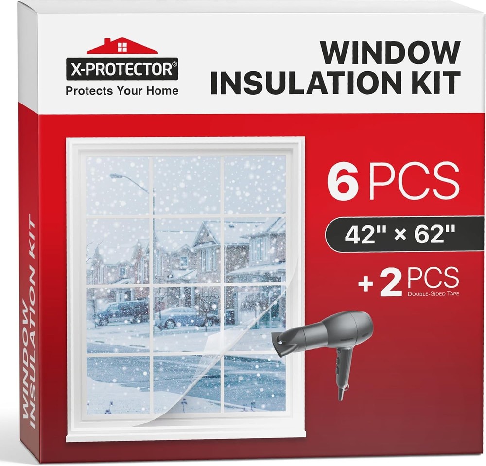 X-Protector Window Insulation for Winter - 42in x 62in (6 Pack), Transparent