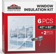 X-Protector Window Insulation for Winter – 42in x 62in (6 Pack), Transparent