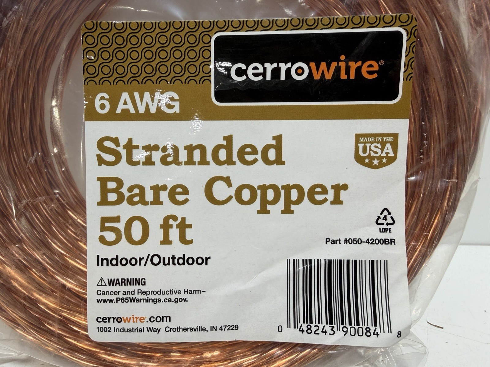 Cerrowire 50ft 6 AWG Stranded Bare Copper Wire Indoor/Outdoor New gallery