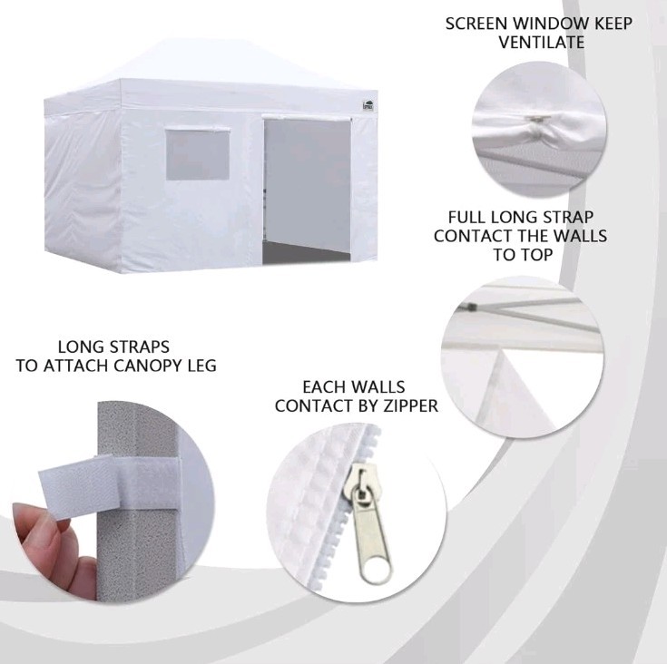 Zippered Walls For 10x20 Replace Canopy EurMax Sidewall Kit Four Walls Only gallery