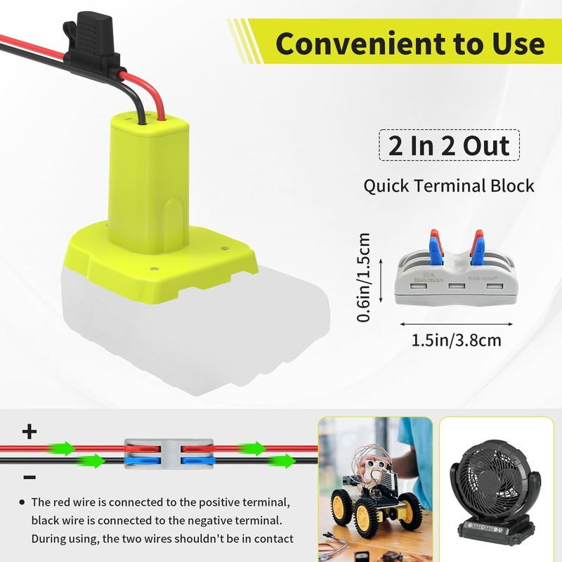 Adapter Compatible with Ryobi 18V Battery Conversion Kit Including Fuses ,2 Pack gallery