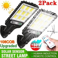 2/8X LED Solar Flood Light Motion Sensor Wall Street Yard Outdoor Security Lamp