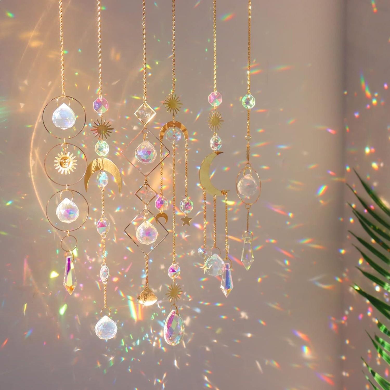 6Pieces Colorful Crystals Suncatcher Hanging Sun Catcher with Chain Pendant O... gallery