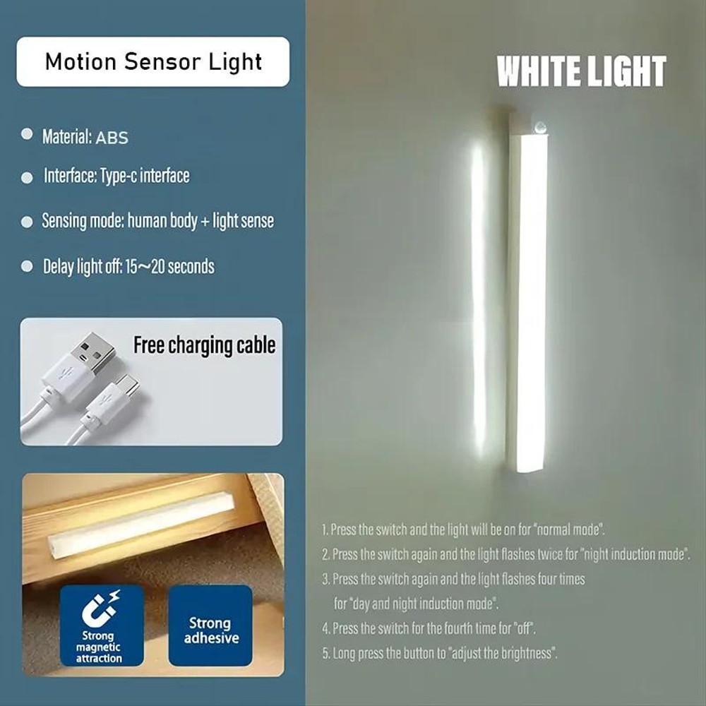 4 Pack LED Under Cabinet Lights Rechargeable Motion Sensor Induction Dimmable US gallery