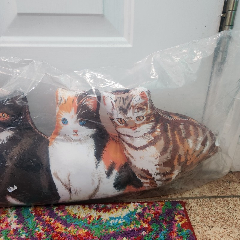 New Stuffed Plush Cat Draft Block Pillow Fox Valley Traders Double Sided 38"x13" gallery