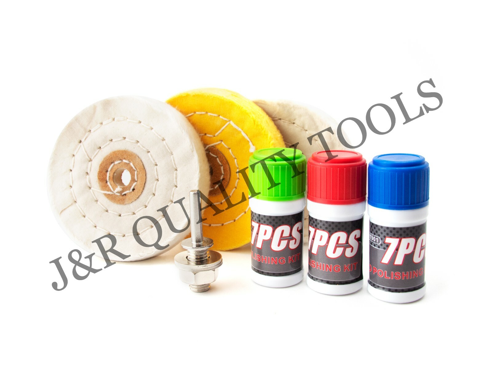 VCT 7pc Buffing Kit for Drill 4" Wheel for Polishing Metal Steel Iron Aluminum gallery