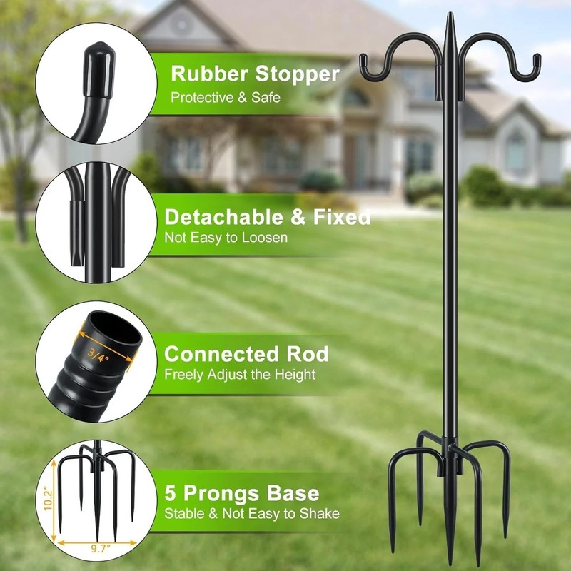 2-Pack Adjustable Double Shepherd's Hooks - 92 Inch Wrought Iron Garden Hooks gallery