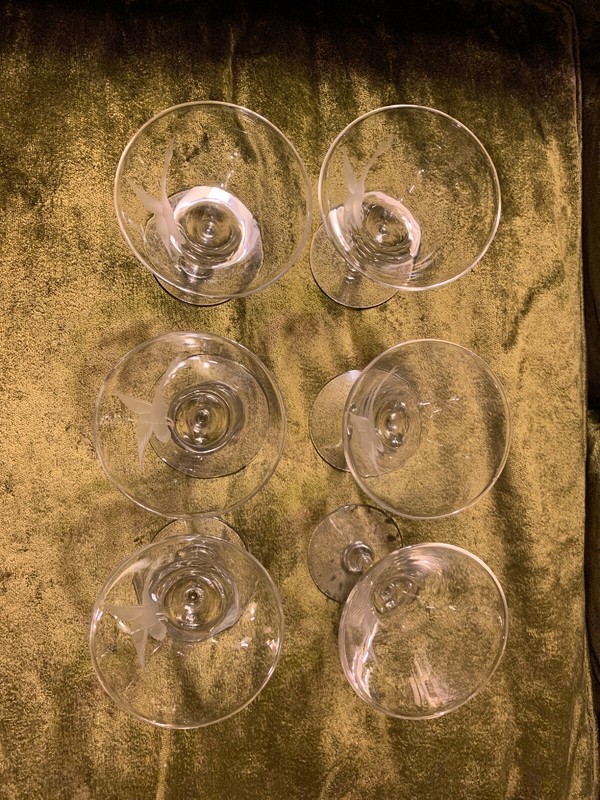Cordial Glasses Engraved With Mallard / Duck Set Of 6 Glasses Mid Century VTG gallery